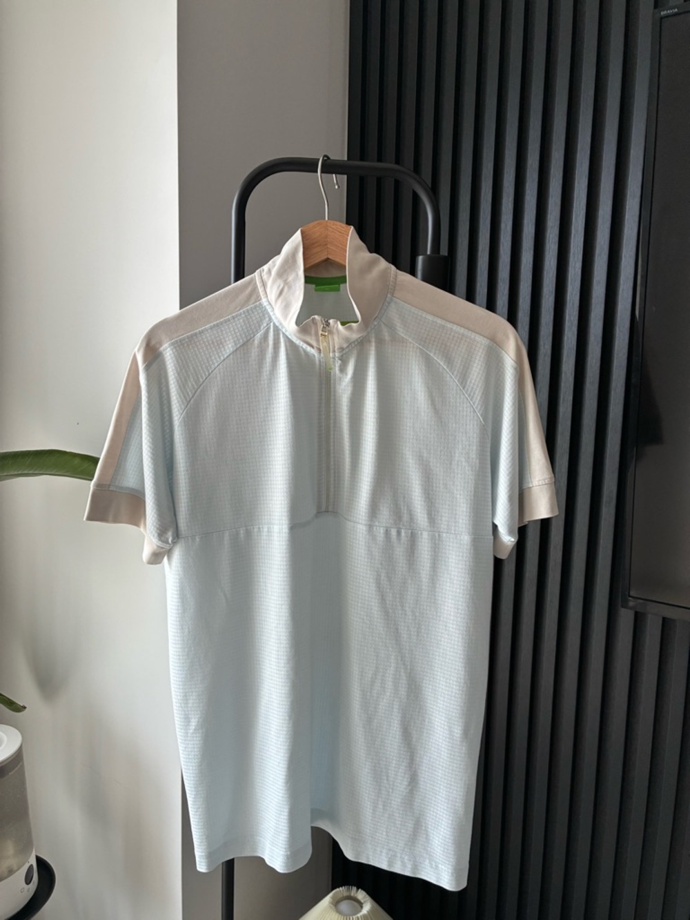 Boss Cream Short-Sleeve Golf Polo with Zip